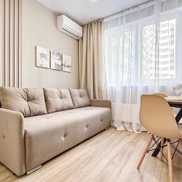Kind Host,Cappuccino Apartment for 4 guests in the Clouds-2 residential complex, remote settlement, Central district