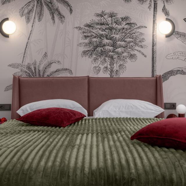 The apartment is a stylish designer two-room oasis in the Airplane residential complex